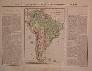 Image du vendeur pour Carte Geographique, Statistique et Historique de l'Amerique Meridionale mis en vente par Argosy Book Store, ABAA, ILAB