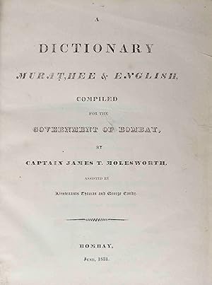 Dictionary Murat,hee & English, Compiled for the Government of Bombay, . Assisted by Lieutenants ...