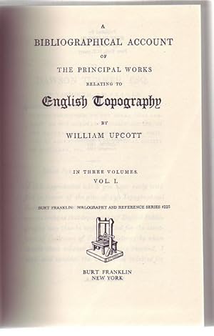 Image du vendeur pour A Bibliographical Account Of The Principal Works Relating To English Topography. Volume 1. mis en vente par Time Booksellers