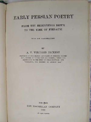 Bild des Verkufers fr Early Persian poetry,: From the beginnings down to the time of Firdausi, zum Verkauf von Kennys Bookshop and Art Galleries Ltd.