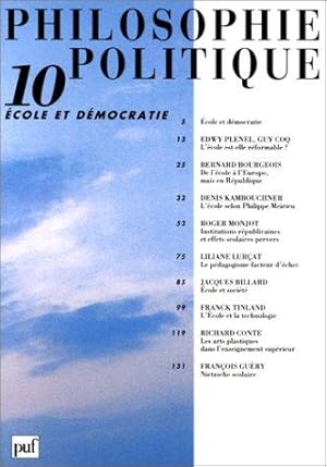 Philosophie politique n°10 - Ecole et democratie