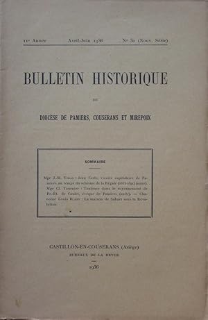 BULLETIN HISTORIQUE DU DIOCÈSE DE PAMIERS, COUSERANS ET MIREPOIX Nouvelle Série 11e Anneé N° 30 A...