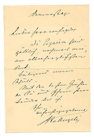 Imagen del vendedor de Eigenh. Brief mit U. ("HvAngeli"). a la venta por Antiquariat INLIBRIS Gilhofer Nfg. GmbH