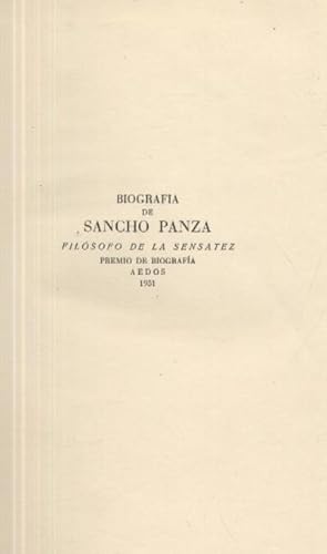 BIOGRAFIA DE SANCHO PANZA. FILOSOFO DE LA SENSATEZ