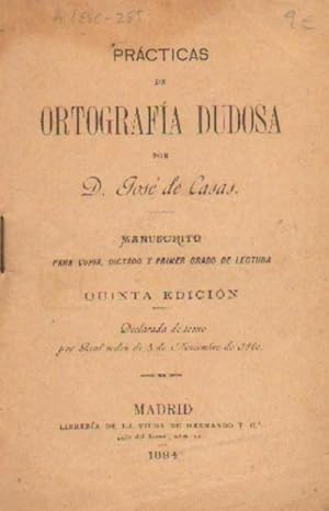 Imagen del vendedor de PRACTICAS DE ORTOGRAFIA DUDOSA a la venta por Librera Raimundo