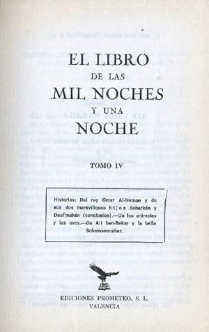 EL LIBRO DE LAS MIL Y UNA NOCHE. TOMO IV.