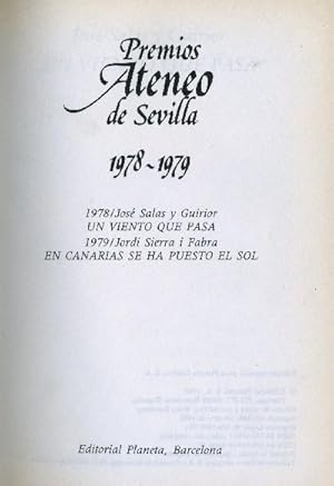 PREMIOS ATENEO DE SEVILLA 1978-1979: JOSE SALAS Y GUIRIOR, JORDI SIERRA I FABRA