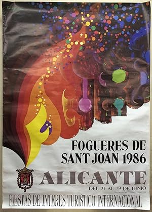 CARTEL DE HOGUERAS DE SAN JUAN - ALICANTE 1986 - ILUSTRADO POR ENRIC RUIZ