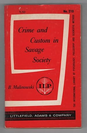 Seller image for Crime and Custom in Savage Society for sale by Recycled Books & Music