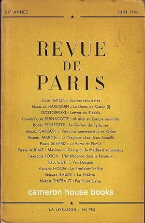 Revue de Paris. Directeur Marcel Thiébaut. Juin 1949