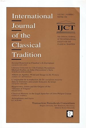 Bild des Verkufers fr International Journal of the Classical Tradition (IJCT) - Volume 2, Number 3, Winter 1996 zum Verkauf von Manian Enterprises