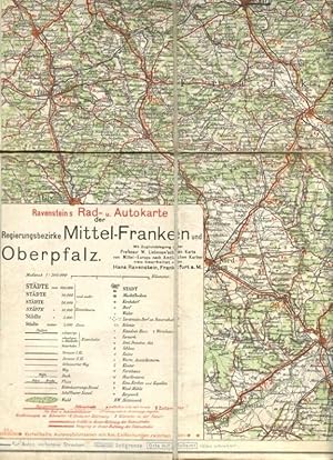 Ravenstein`s Rad- und AutOriginalkartone der Regierungsbezirke Mittelfranken und Oberpfalz.