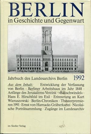 Bild des Verkäufers für Berlin in Geschichte und Gegenwart. Jahrbuch des Landesarchivs Berlin 1992. zum Verkauf von Antiquariat am Flughafen