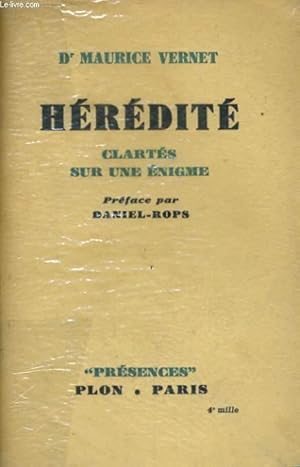 Seller image for HEREDITE, SUR UNE ENIGME for sale by Le-Livre