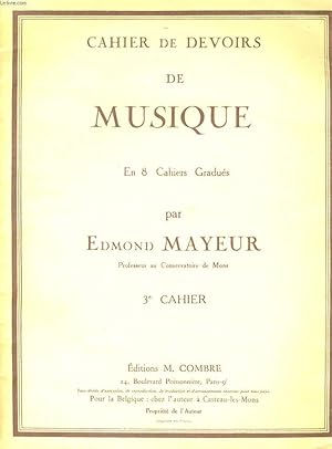 Seller image for CAHIER DE DEVOIRS DE MUSIQUE - EN 8 CAHIERS GRADUES - 3EME CAHIER for sale by Le-Livre