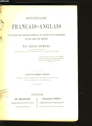 Bild des Verk�ufers f�r DICTIONNAIRE FRANCAIS-ANGLAIS - 24EME EDITION zum Verkauf von Le-Livre