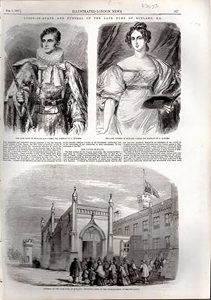 Immagine del venditore per PRINT: "Lying-in-State and Funeral of the Late Duke of Rutland".story and engraving from The Illustrated London News, February 7, 1857 venduto da Dorley House Books, Inc.