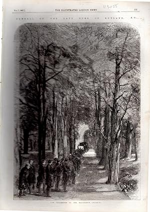 Immagine del venditore per PRINT: " Funeral of the Late Duke of Rutland, K.G.".story and engraving from The Illustrated London News, February 7, 1857 venduto da Dorley House Books, Inc.