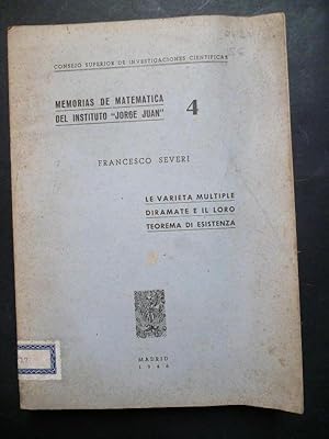 Bild des Verk�ufers f�r Le Varieta Multiple diramate e il loro teorema di esistenza. zum Verkauf von Carmichael Alonso Libros