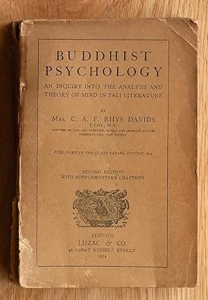 Seller image for Buddhist Psychology: An Inquiry into the Analysis and Theory of Mind in Pali Literature for sale by Books at yeomanthefirst