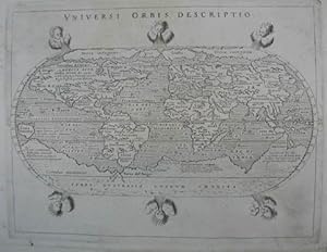 Bild des Verkufers fr Universi Orbis descriptio. Kupferstich-Karte v. Girolamo Porro aus Giovanni Antonio Magini "Geographiae Universae". Venedig 1596 14 x 18 cm (Plattenrand) zum Verkauf von Antiquariat Johannes Mller