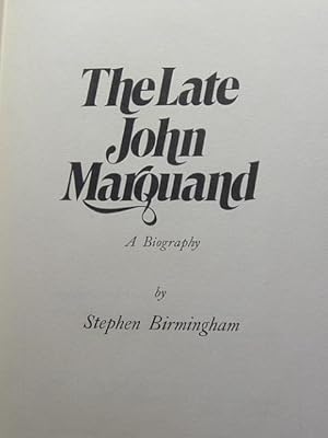 Seller image for THE LATE JOHN MARQUAND for sale by The Book Abyss