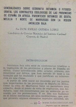 Imagen del vendedor de GENERALIDADES SOBRE GEOGRAFIA BOTANICA a la venta por Librera Raimundo