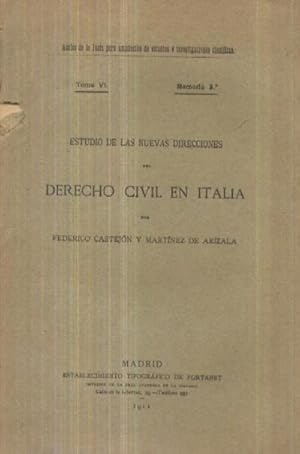 Imagen del vendedor de ESTUDIO DE LAS NUEVAS DIRECCIONES DEL DERECHO CIVIL EN ITALIA a la venta por Librera Raimundo