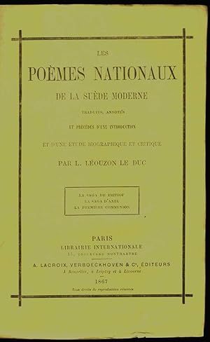 Seller image for Les Pomes nationaux de la Sude moderne / traduits, annots et prcds d'une introduction et d'une tude biographique et critique par L. Louzon Le Duc for sale by ArturusRex