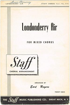 Seller image for LONDONDERRY AIR For Mixed Chorus (SATB) with Piano accompaniment for sale by SUNSET BOOKS