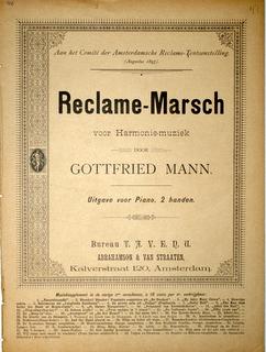 Seller image for Reclame-marsch voor harmonie-muziek. Uitgave voor piano, 2 handen for sale by Paul van Kuik Antiquarian Music