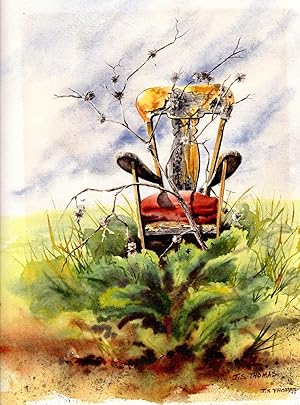 Chair in Burdock. 1974 Mono No Aware Original Watercolor Painting by Janet S. Thomas