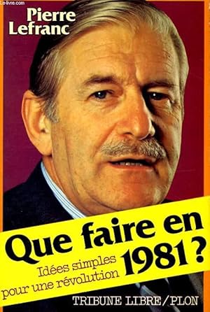 Bild des Verkufers fr QUE FAIRE EN 1981 ? IDEES SIMPLES POUR UNE REVOLUTION zum Verkauf von Le-Livre