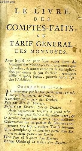 Le livre des comptes-faits ou le tarif général des monnoyes, avec