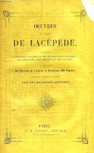 Bild des Verkufers fr OEUVRES DU COMTE DE LACEPEDE, TOME I, QUADRUPEDES OVIPARES, II, SERPENTS, I zum Verkauf von Le-Livre