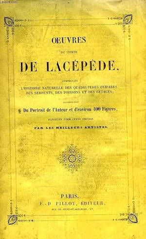 Bild des Verkufers fr OEUVRES DU COMTE DE LACEPEDE, TOME V, POISSONS zum Verkauf von Le-Livre