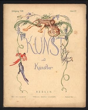 Seller image for Kunst und Knstler. Heft IV (4) Jahrgang XIII Januar 1915. Illustrierte Monatsschrift fr Bildende Kunst und Kunstgewerbe. Mit den Original-Lithographien von Otto Hettner ("Dem Andenken der Gefallenen") und Werner Schmidt ("Jnglingstod in der Schlacht"; mit einem typographischen Gedichttext). for sale by Stader Kunst-Buch-Kabinett ILAB