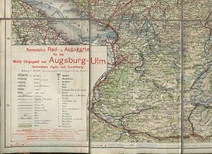 Ravenstein`s Rad- und AutOriginalkartone für die weite Umgegend von Augsburg Ulm (Schwaben, Algäu...