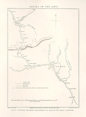 Bild des Verkufers fr Map of the Route from Martigny to Ivrea, by the Great Saint Bernard zum Verkauf von Sergio Trippini