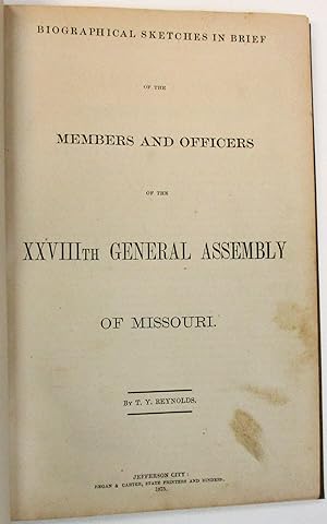 BIOGRAPHICAL SKETCHES IN BRIEF OF THE MEMBERS AND OFFICERS OF THE XXVIIITH GENERAL ASSEMBLY OF MI...