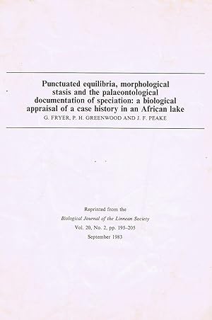 Seller image for Punctuated equilibria, morphological stasis and the palaeontological documentation of speciation: A biological appraisal of a case history in an African lake. In 8vo, offp., pp. 11. Offprint from Biological Journal of the Linnean Society 20. A recent study of a fossil sequence of molluscs in the Turkana basin throws new light on the history of African lake faunas. A confirmation of Gould & Eldredge punctuated equilibria. for sale by NATURAMA