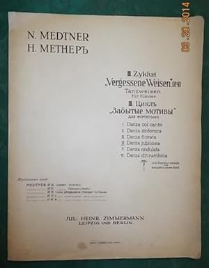 Immagine del venditore per Zyklus Vergessen Weisen, Tanzweisen fur Klavier Op. 40, III, Nr 4 Danza jubilosa. venduto da OLD WORKING BOOKS & Bindery (Est. 1994)