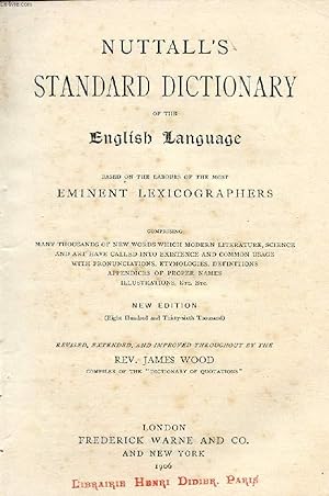 Bild des Verkufers fr NUTTALL'S STANDARD DICTIONARY OF THE ENGLISH LANGUAGE zum Verkauf von Le-Livre