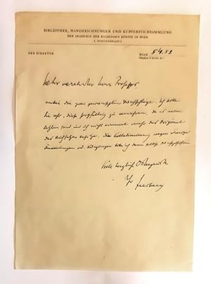 Eigenh. Brief mit U. von Siegfried Freiberg an einen Herrn Professor vom 5. IV. 1952.