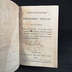 Seller image for Institutiones Philosophiae Moralis for sale by ANTIQUARIAT Franke BRUDDENBOOKS