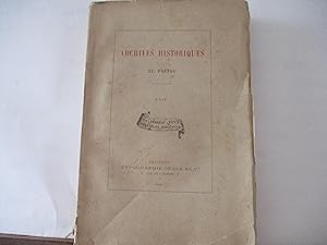 Imagen del vendedor de Archives Historiques du Poitou - T. XXIV - Entirement consacr : Recueil des documents concernant le Poitou contenus dans les Registres de la Chancellerie de France (1390-1403) - Gnalogie, (Publis par) Paul GUERIN, Archiviste aux Archives Ntionales Poitiers, Impr. Oudin, 1893 - In-8 - Broch - XXXV & 490 pages, y compris table des noms de personne et de lieux - Propre a la venta por PORCHEROT Gilles -SP.Rance