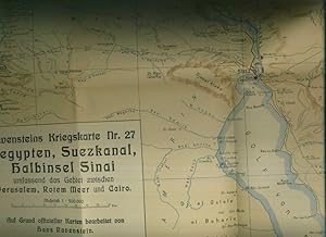 Ravensteins Kriegskarte Nr. 27. für Aegypten Suezkanal , die Halbinsel Sinai. Umfassend das Gebie...
