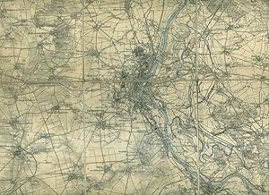 Magdeburg und Umgebung. Format: ca. 55 x 55 cm. Gefaltet 11 x 15 cm. Maßstab 1: 100 000. zweifarb...