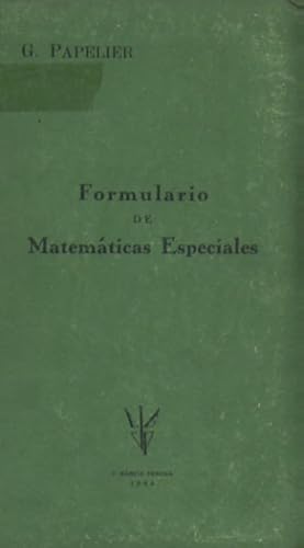 Imagen del vendedor de FORMULARIO DE MATEMATICAS ESPECIALES a la venta por Librera Raimundo