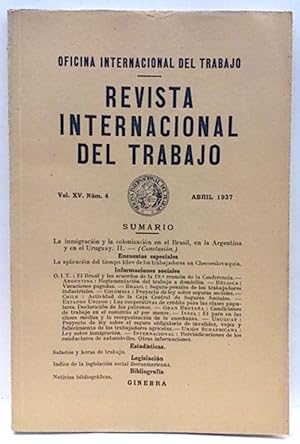 Imagen del vendedor de Revista Internacional Del Trabajo (Vol. Xv. Num. 4) Abril 1937 a la venta por SalvaLibros